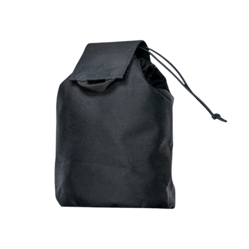 Black drawstring bag on a white background